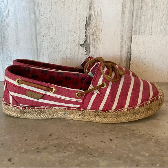 Sperry Top Sider Katama Espadrilles Red White 8M - Picture 6 of 9